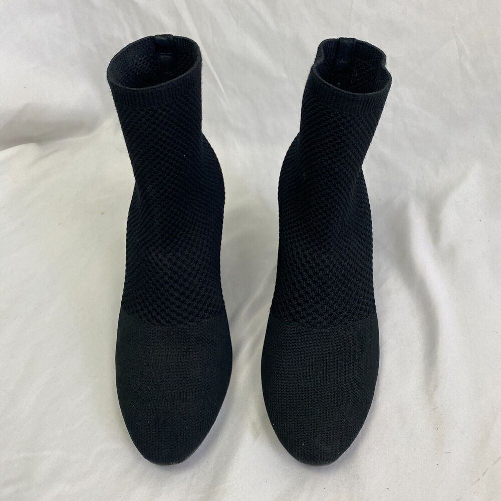 EILEEN FISHER Women's Size 6.5 Dahlia Black Mesh Knit Sock Booties Pull On Heels - Picture 3 of 7
